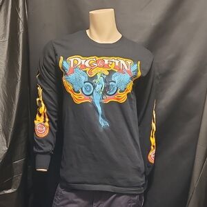 PIG & FIN Graphic MERMAID Tee Gildan Retro Motorcycle Style Long Sleeve